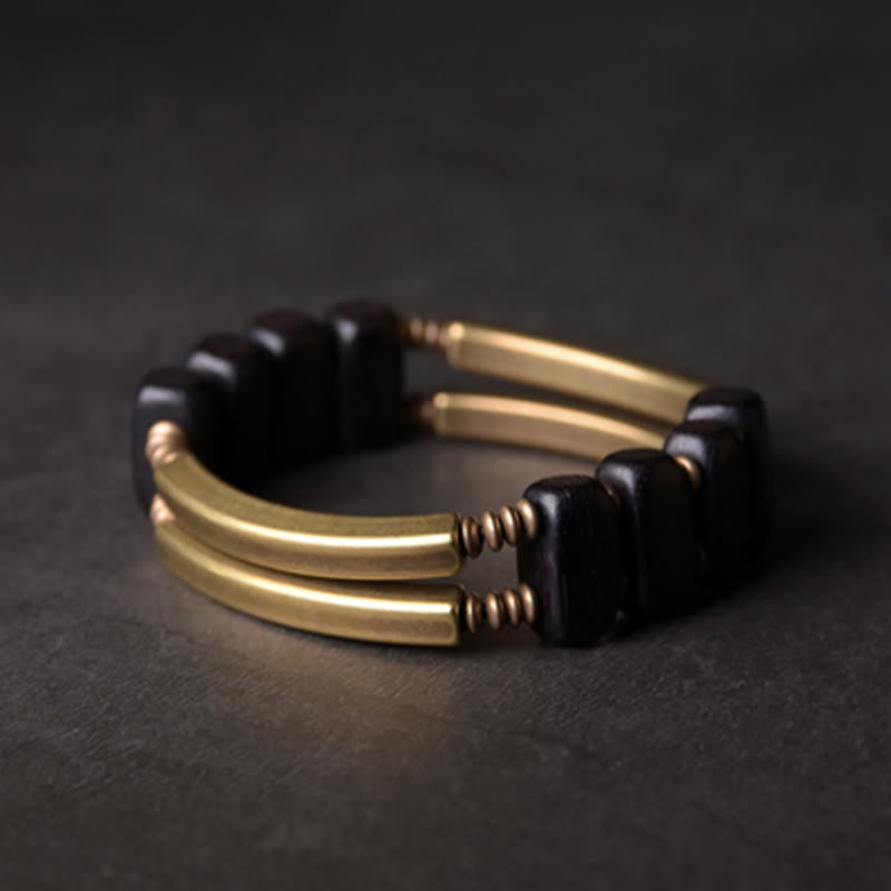 Armband Kupfer Ebenholz Balance Energie schwarze Perlen elastisch Handgelenk