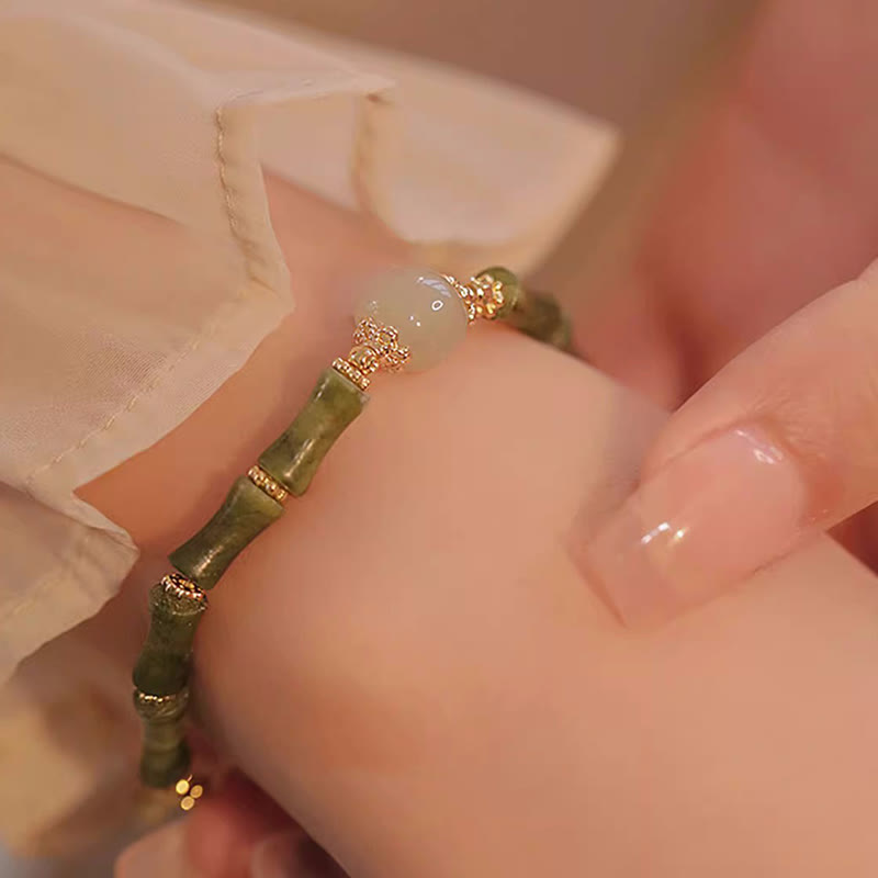 Armband Hetian Jade & Peridot - Bambus