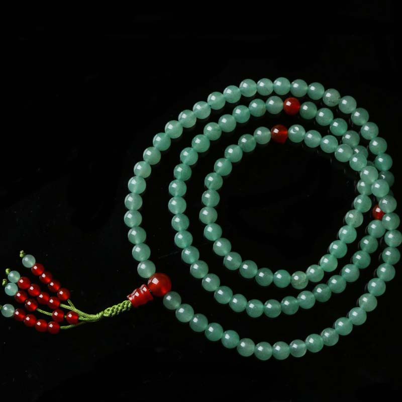Mala Grüner Aventurin Roter Achat Armband Glück Naturstein elastisch.