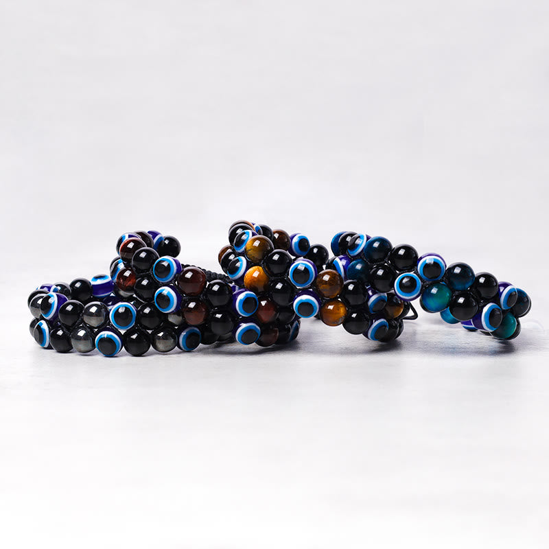 Schutzarmband Tigerauge Blau Schwarz