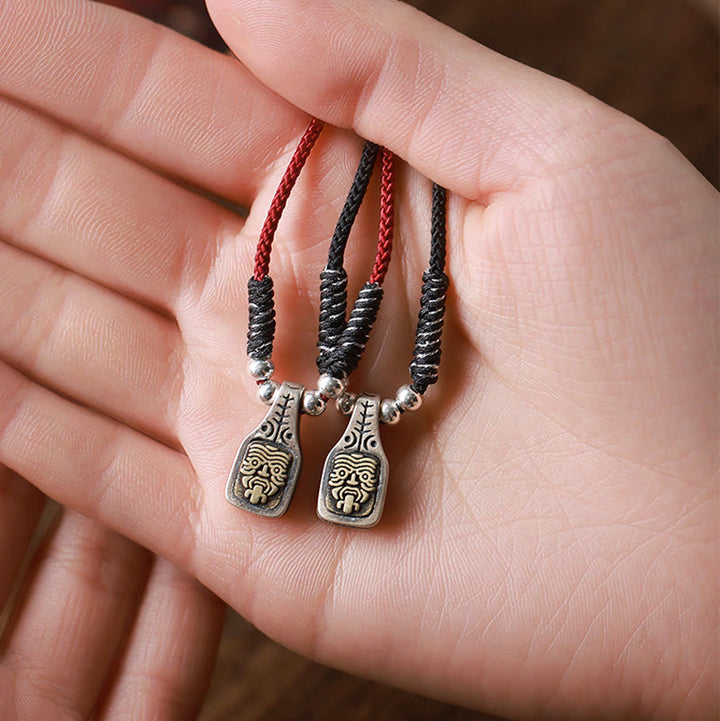 Kette Sterling-Silber Göttin Wohlstand Schutz Tribal-Anhänger Kordel