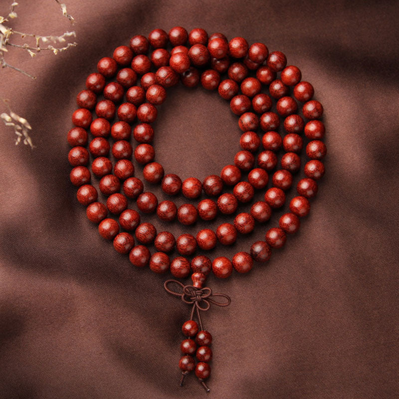 Mala 108 Perlen Rotes Sandelholz Meditation