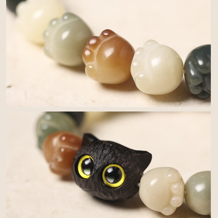 Armband Bodhi Ebenholz Katze mit Perlen Glück Liebe Schmuck