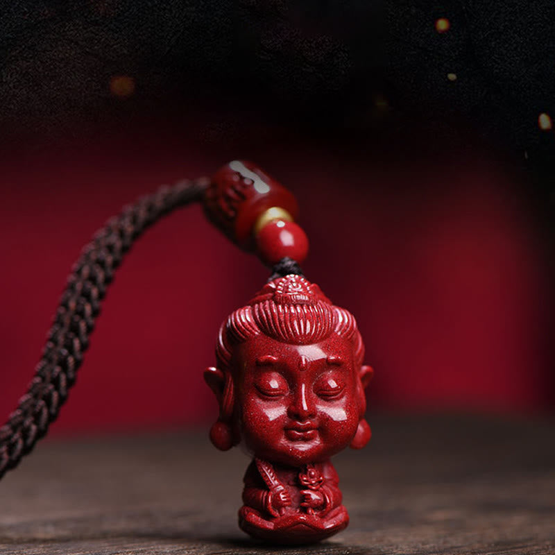 Kette Zinnober Buddha Anhänger rot Edelstein