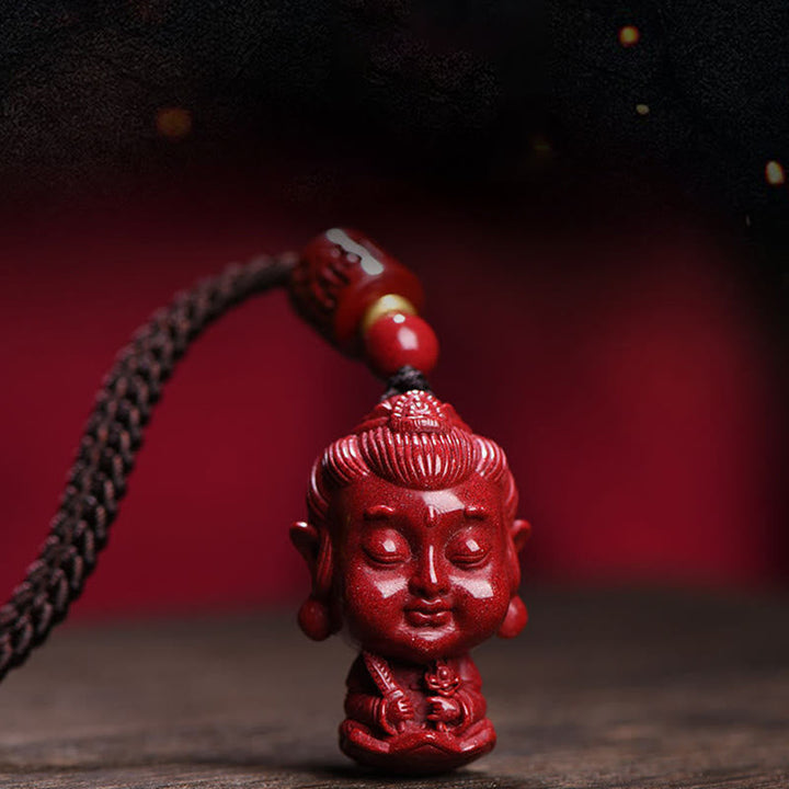 Kette Zinnober Buddha Anhänger rot Edelstein