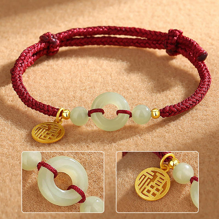 Armband 925 Silber Jade Fu-Zeichen – Frieden & Fülle