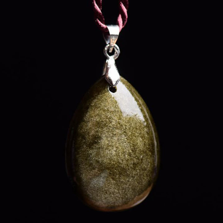 Kette Obsidian Wassertropfen Grün Schutz Energie