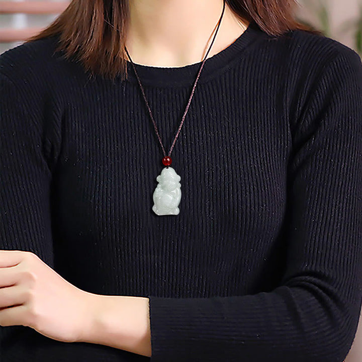 Kette Jade Buddha Anhänger Tragen