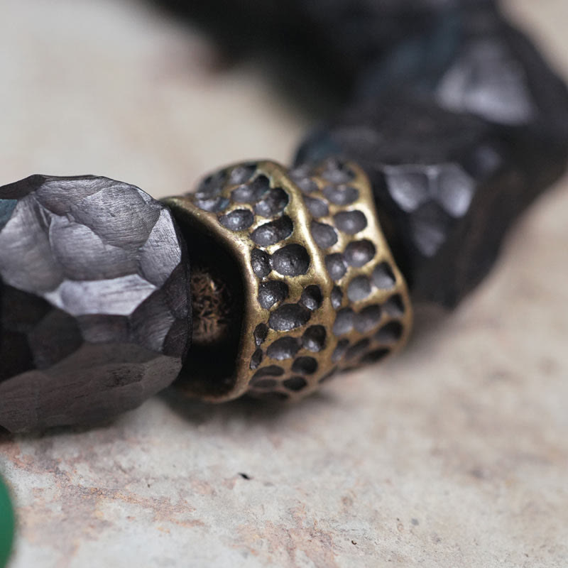 Mala Kupfer Ebenholz Frieden Armband Hand Naturstein Bronze Details