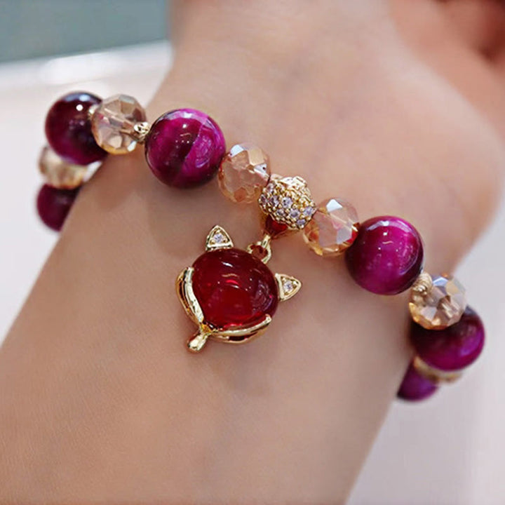Armband Pixiu Tigerauge Granaten Perlen elegantes Schutzarmband Handgelenk getragen