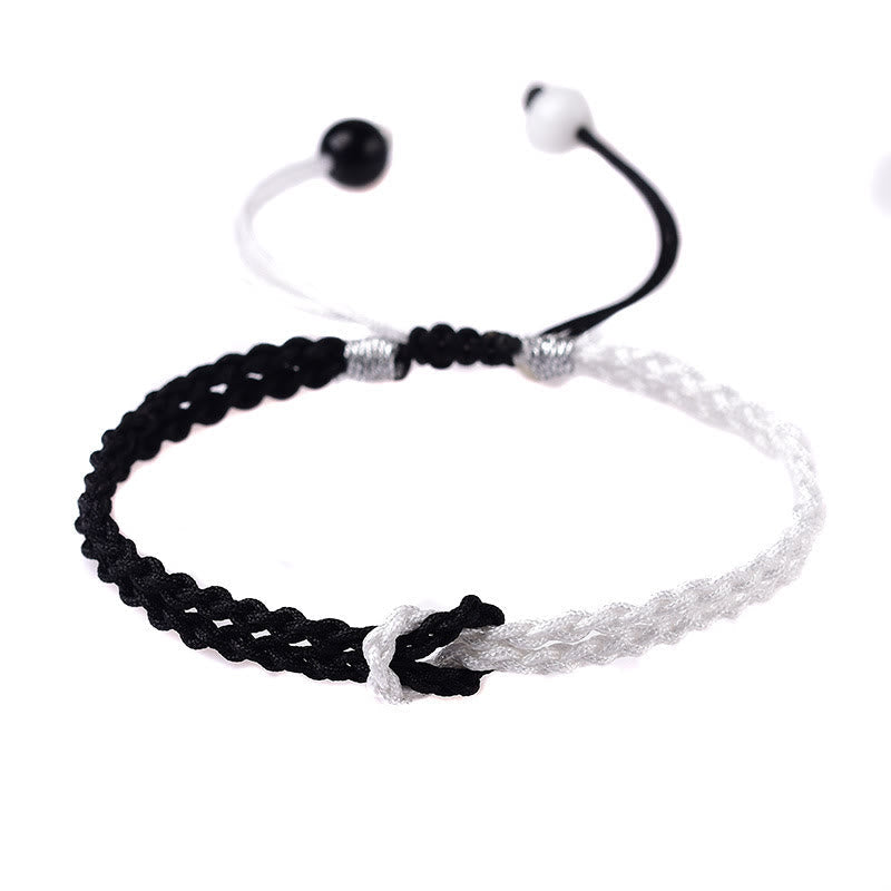 Armband Schwarz Weiß – Heilung geflochtenes Design elastisch verstellbar