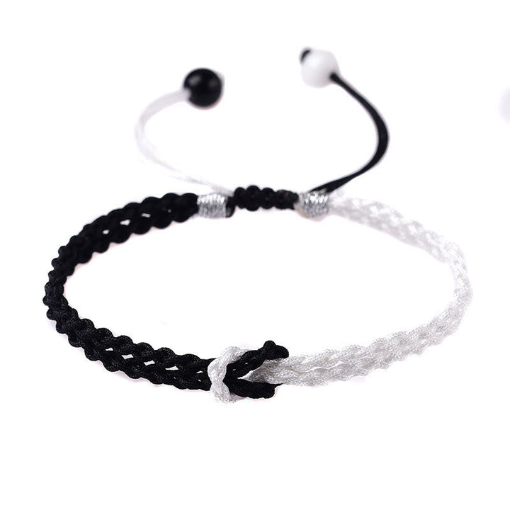 Armband Schwarz Weiß – Heilung geflochtenes Design elastisch verstellbar