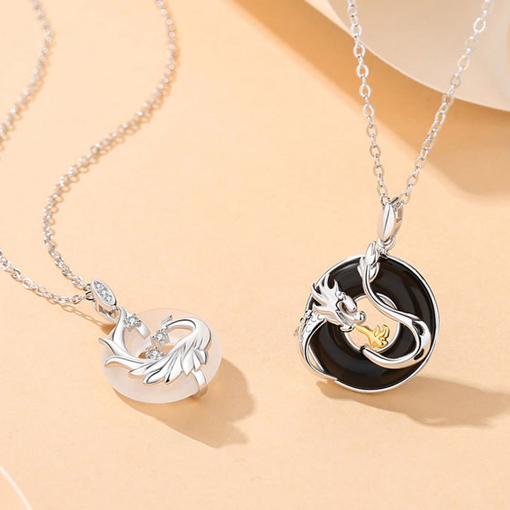 Kette Drache Schwarzer Onyx 925 Silber - Schutz Glück