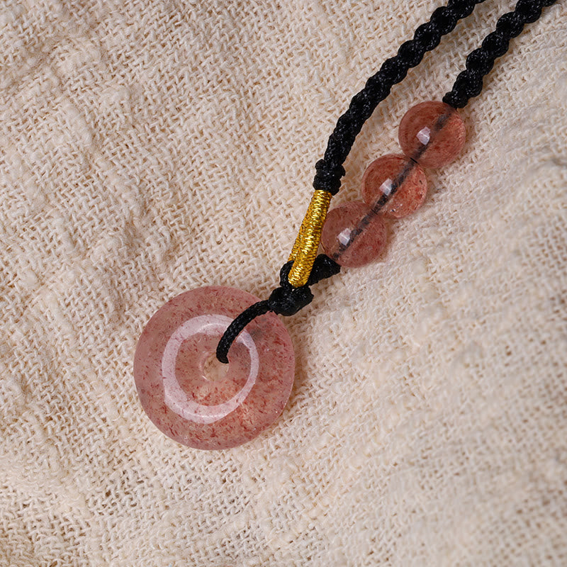 Anhänger Kette Erdbeerquarz Spirale Stein Heilstein
