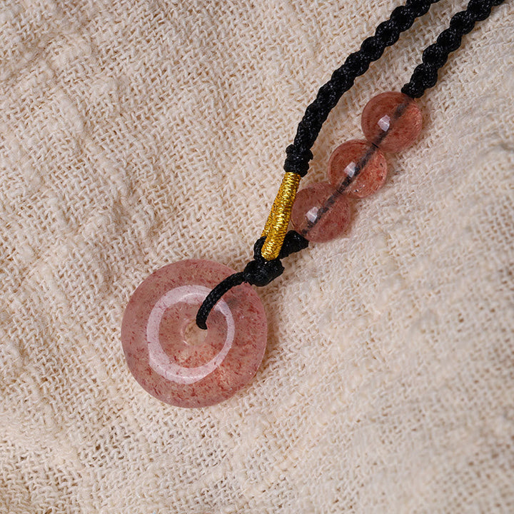 Anhänger Kette Erdbeerquarz Spirale Stein Heilstein