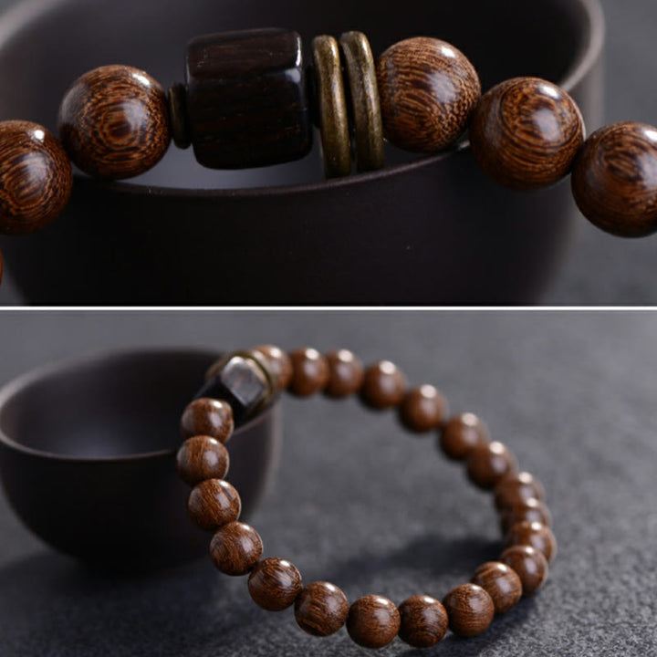 Armband Phoebe Zhennan Holz braune Perlen Spirituality elastisch natürlich