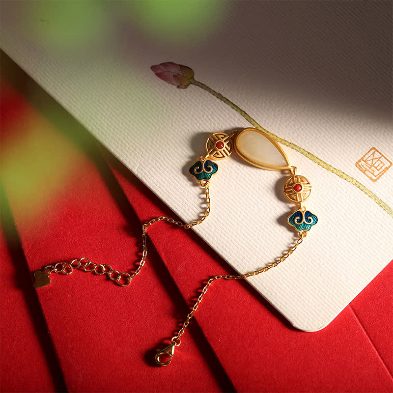 Anhänger Jade Wassertropfen Armband Gold Kette