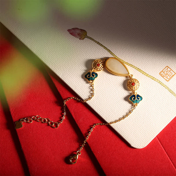 Anhänger Jade Wassertropfen Armband Gold Kette