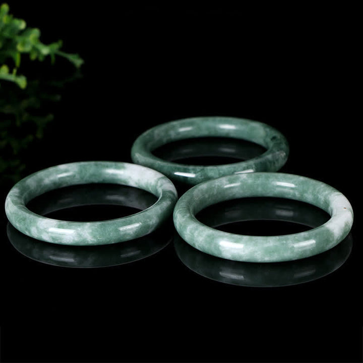 Jade Armband drei grüne Naturstein Bänder Glück Fülle Energie