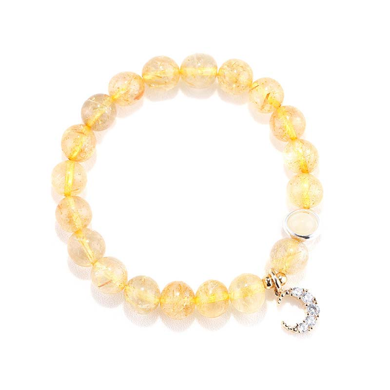 Armband Citrin Mond – Schutz & Glück, gelbe Natursteine elastisch getragen