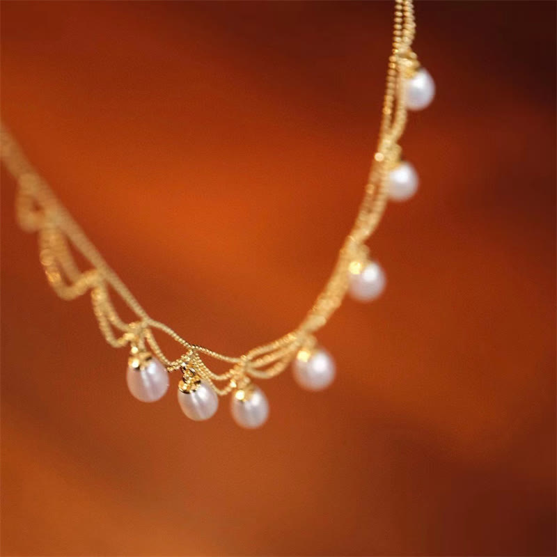 Kette Perle Vergoldet Elegant – Vintage