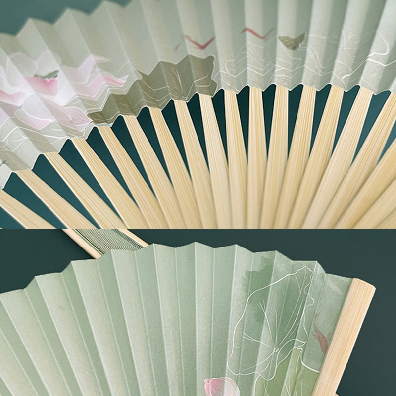 Fächer Japan Koi Lotus Papier Bambus