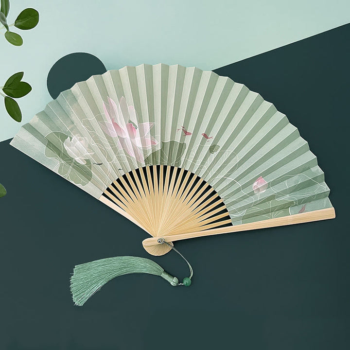 Fächer Japan Koi Lotus Papier Handarbeit