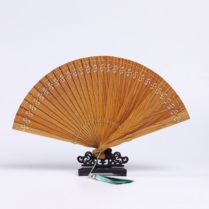 Fächer Japan Sandelholz Kranich Pfau Deko