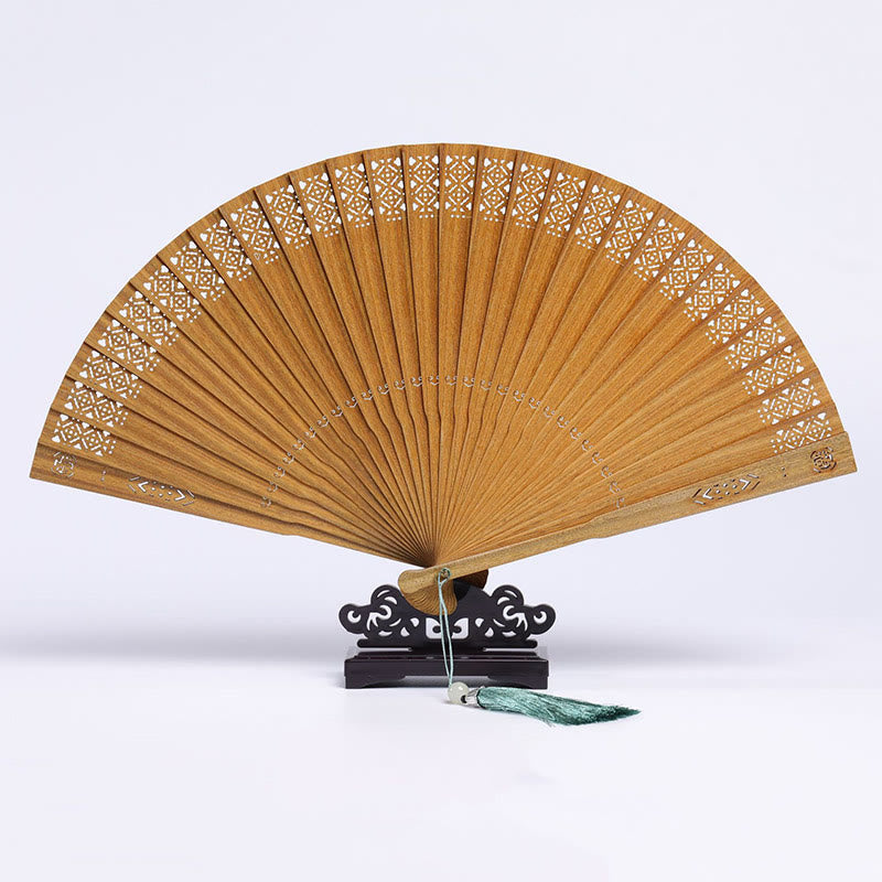 Fächer Japan Sandelholz Kranich Pfau