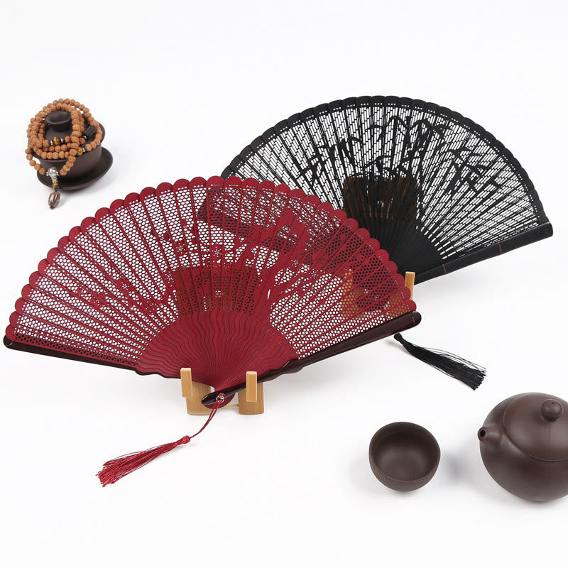 Faltfächer Japan Bambus Durchbrochen Retro Deko