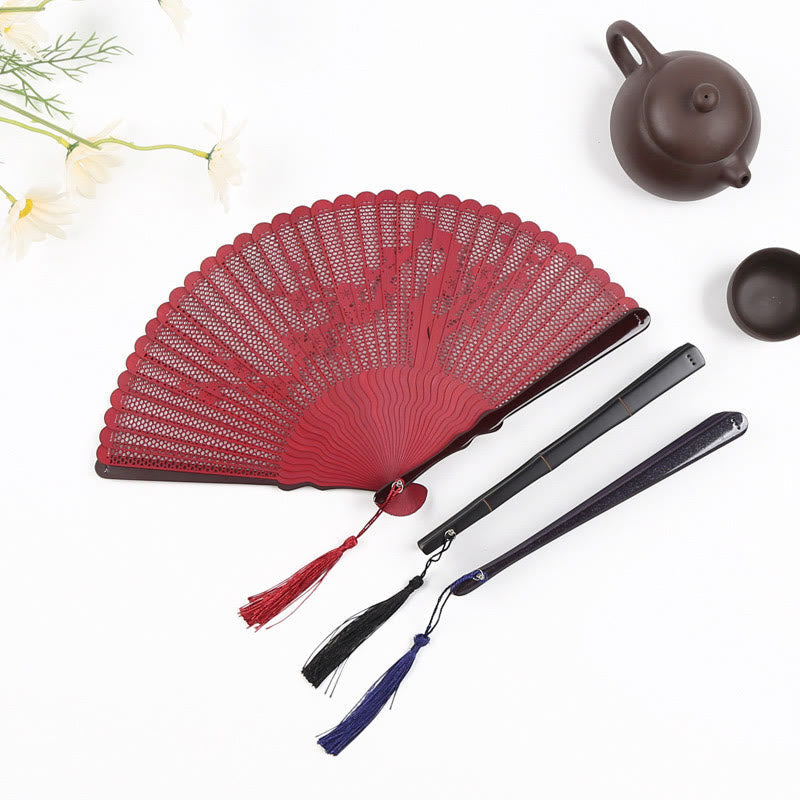 Faltfächer Japan Bambus Durchbrochen Retro Handarbeit