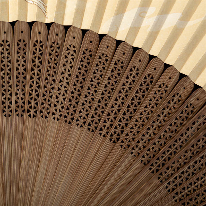 Faltfächer Japan Lotus Libelle Pflaumenblüte Handarbeit