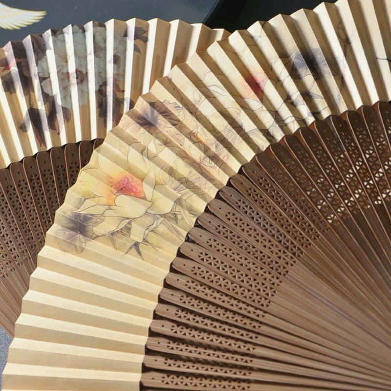 Faltfächer Kaufen Lotus Libelle Papier Seide