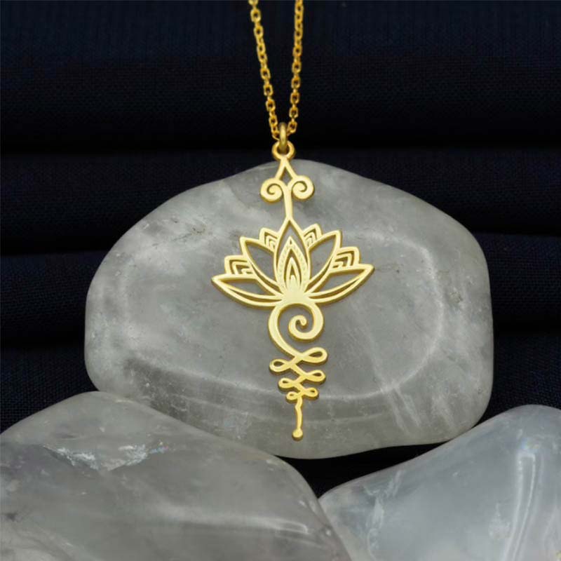 Kette Sterling Silber Lotus Anhänger Gold Wohlstand Glück Meditation