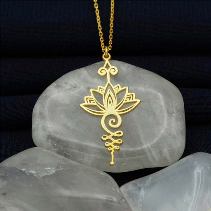 Kette Sterling Silber Lotus Anhänger Gold Wohlstand Glück Meditation