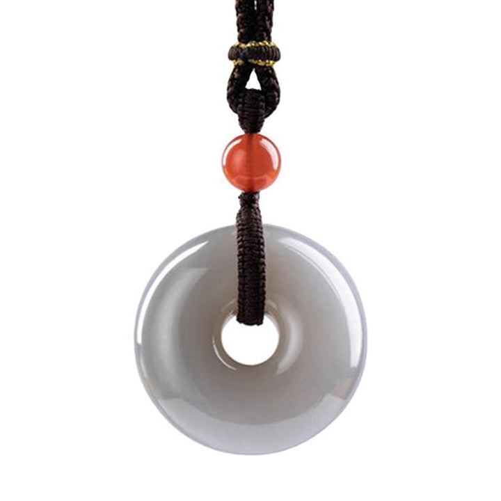 Achat Donut Anhänger Kette grau Naturstein