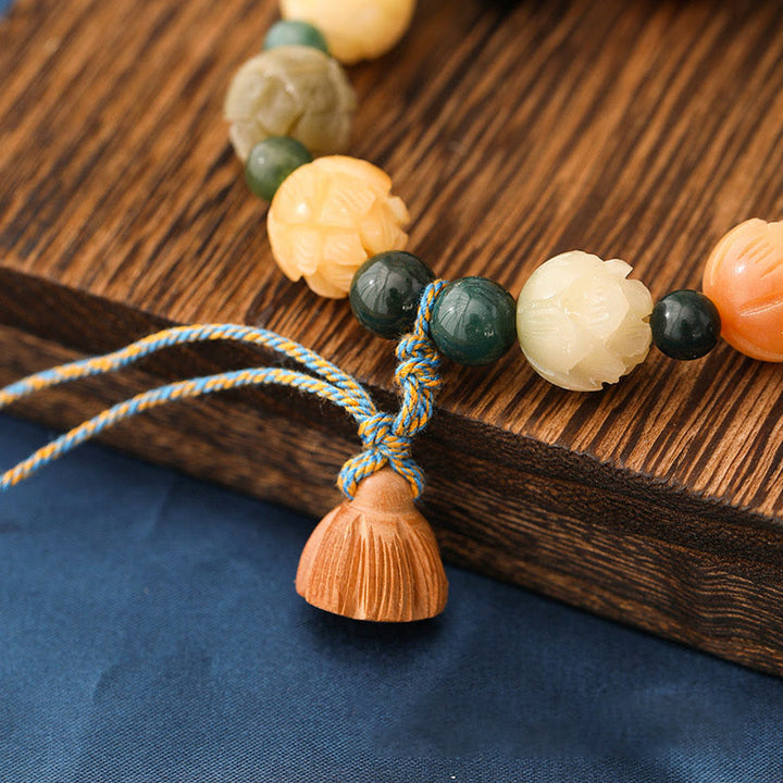 Armband mit Achat Bodhi Lotus Perlen Frieden Ruhe Naturstein
