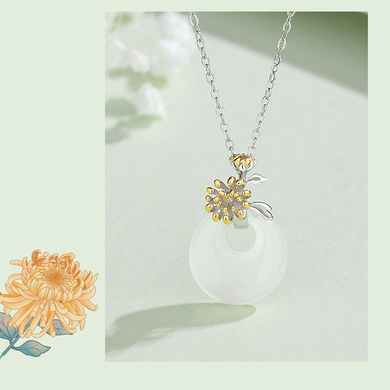 Kette Chalcedon Harmonie Blüten Anhänger Schmuck