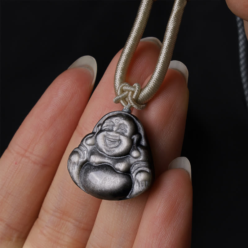 Kette Buddha Anhänger Silber Glück Natur
