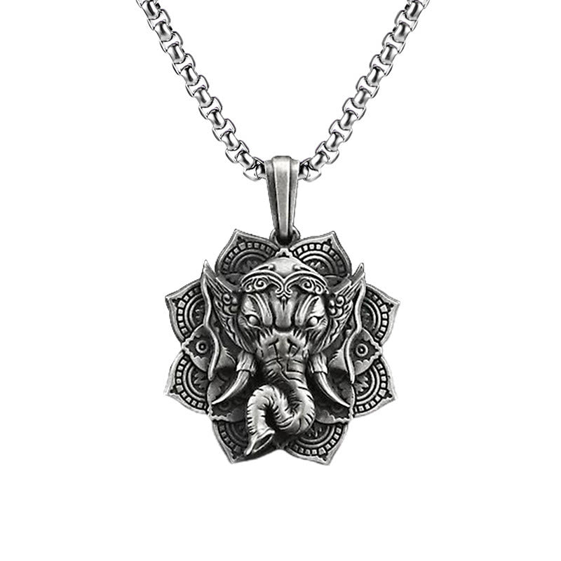 Elefant Ganesha Zinn Kette Anhänger Weisheit
