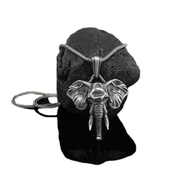Kette Titanstahl Elefant Stärke Silber Anhänger