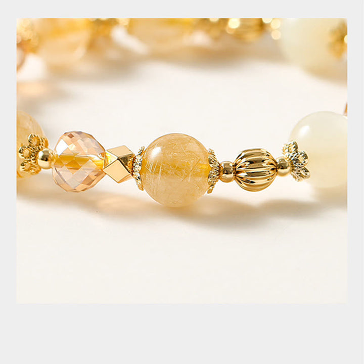 Armband – Glück & Wohlstand & Segen mit goldenen Perlen und Kristallsteinen elegant.