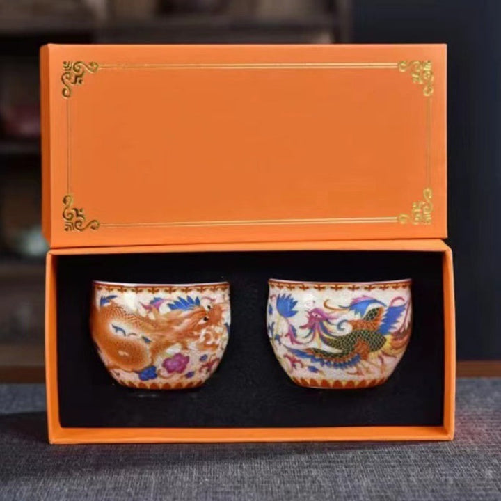 Teetassen Set Drache Phönix Keramik Drachen & Phönix Paar (mittel)
