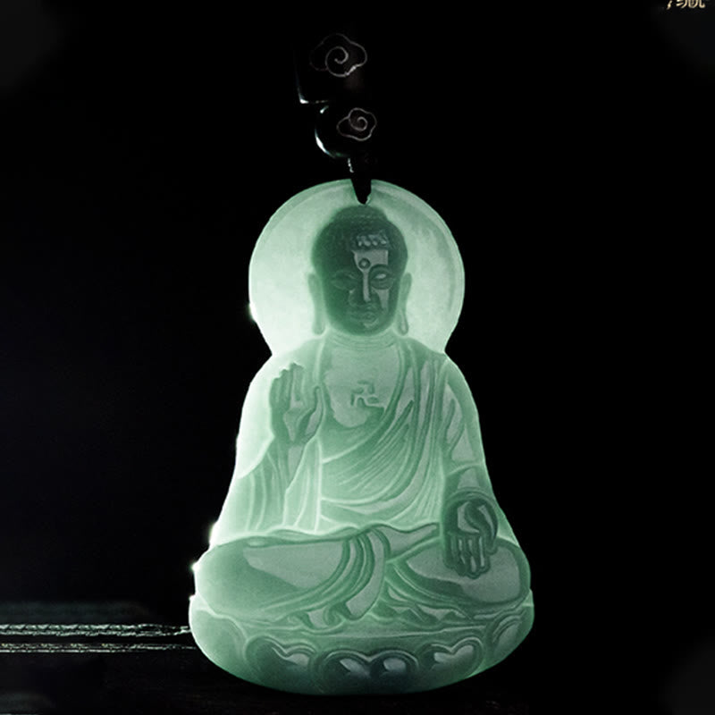Anhänger Jade Buddha Dunkelgrün Naturstein