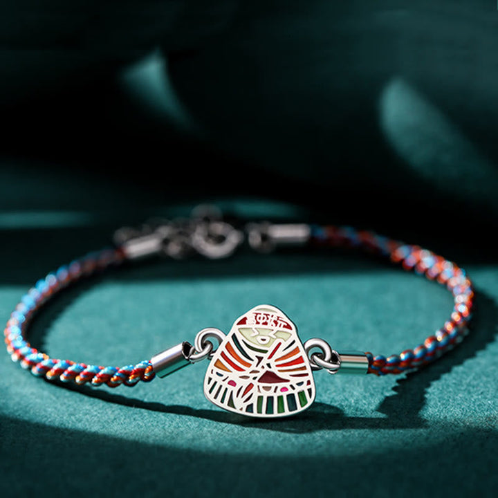 Ägyptischer Pharao Armband 925 Silber Glück Energie Textilband bunt