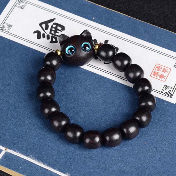 Armband Sandelholz Ebenholz Katze – Liebe & Balance