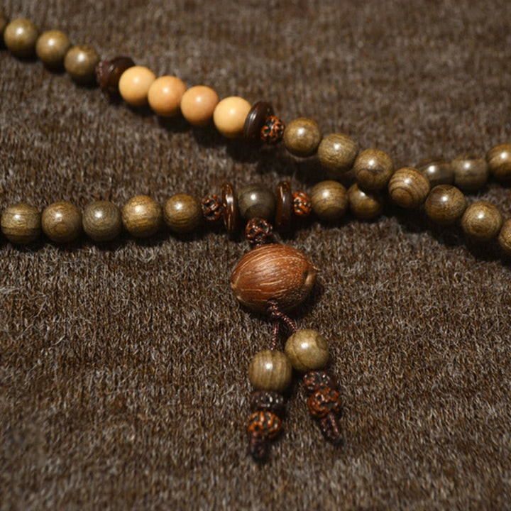 Mala Sandelholz – Schutz Armband mit Natursteinen braun beige elastisch
