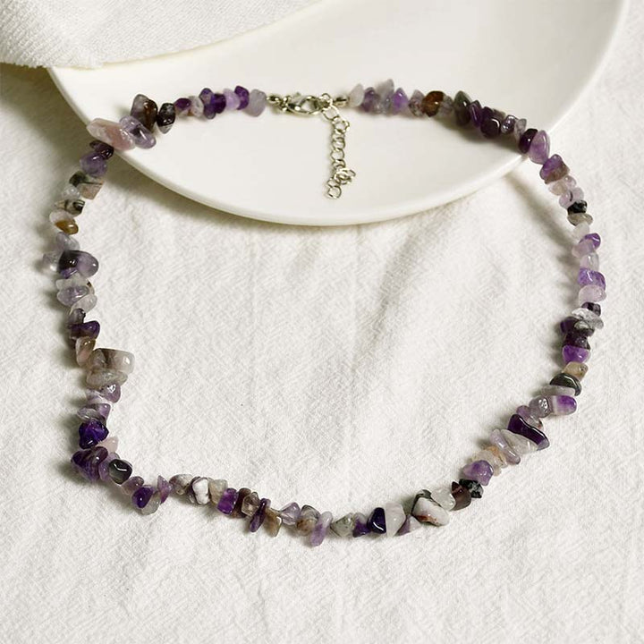 Amethyst Kristall Glück Segen Edelstein Halskette Naturstein lila