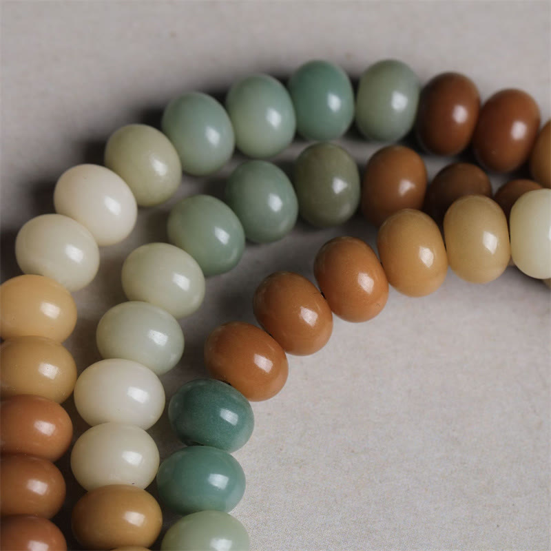 Mala Bodhi – Frieden Energie Perlenarmband Naturstein Weiß Grün Braun Farben