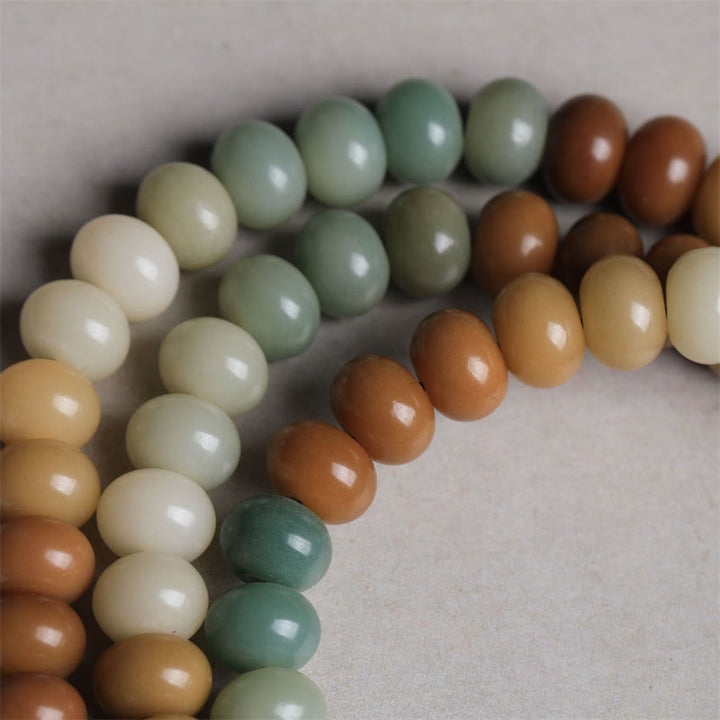 Mala Bodhi – Frieden Energie Perlenarmband Naturstein Weiß Grün Braun Farben